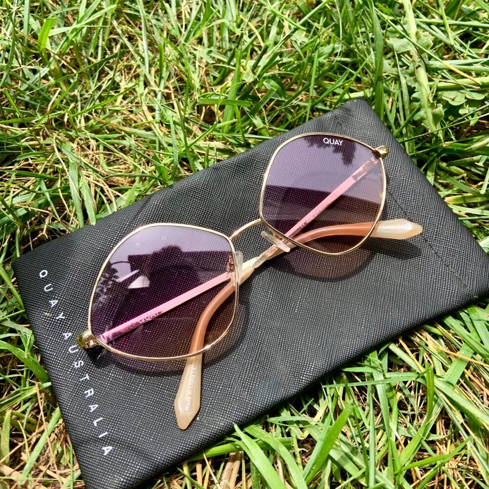 Quay Cat Eye Sunglasses - Rose Gold Frame/Pink Purple Gradient Lens